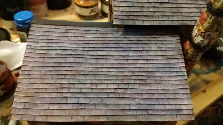 painted the slates, blue, purple and green washes, came out better than i expected :)