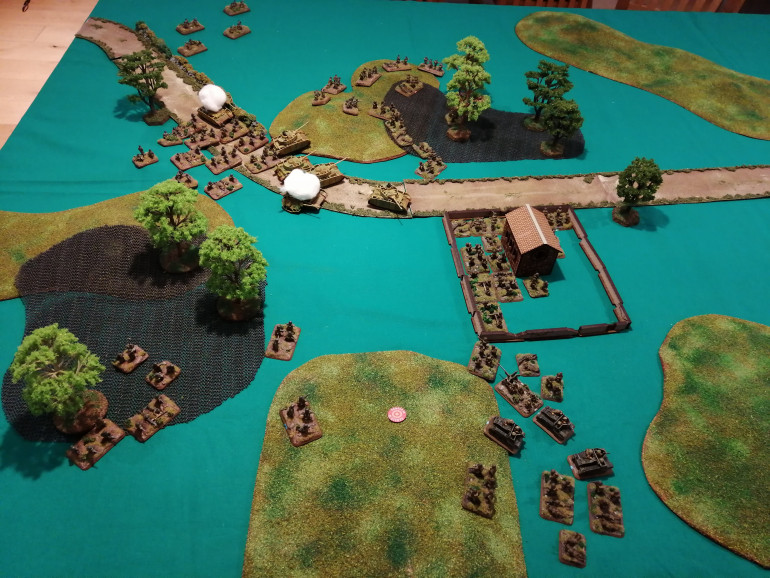 SFOP force the Panzers back (top of picture) while SFRP fall back at the bottom