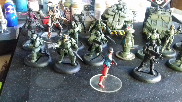 The Elite Shiver Squad and Sergeant Rooker. The black undercoated guy next to Delia is another Operativè called Joe Fade whom I used very effectively in last game I played (sometime ago now) hence his jumping the paint que.