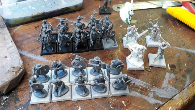 The Shieldmaidens, characters and a unit of 10 Reavers made up of Fireforge Scandinavians with  command components reused from the Shield Wolf shieldmaiden sprue.