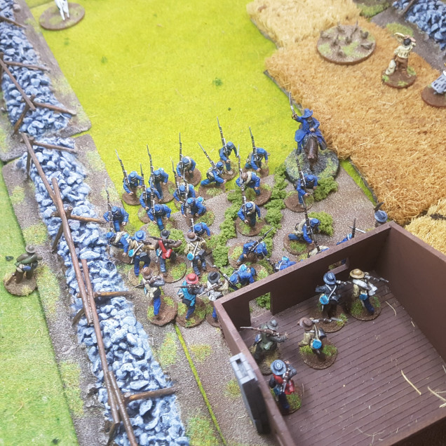 Captain Lewis' Men Charge the Disorganised Rebels and drive them from the 