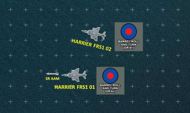 The Harriers respond.  They fire American made AIM-9L Sidewinder IR-guided short-ranged air-air missiles.  The keyy advantage here is that the Sidewinder 