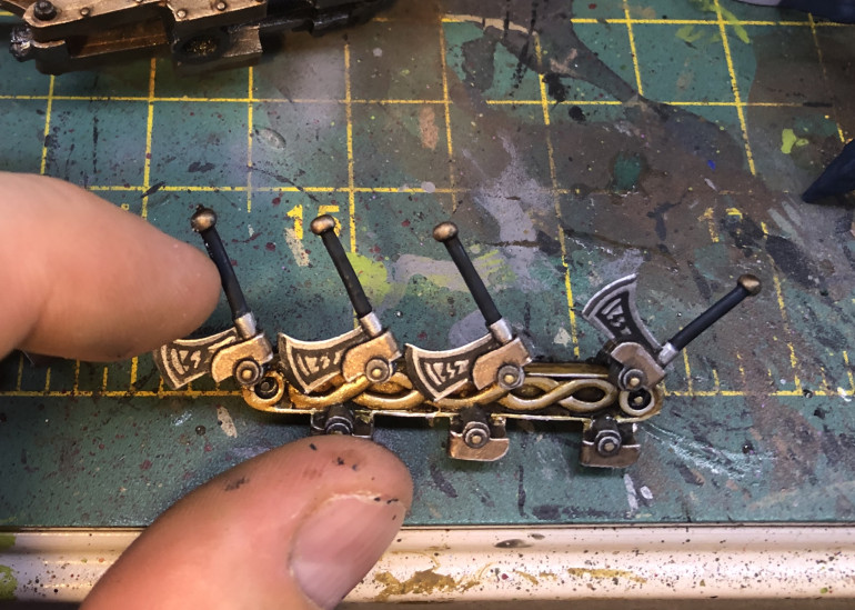 In-process engraving of the axes