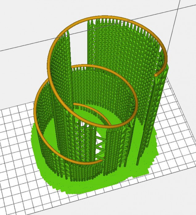 This is the slicer. I done auto supports and removed some to make sure it was supported but the support was not through the model. Bellow the banister it has holes for the uprights and this should allow me to keep the correct distance. 