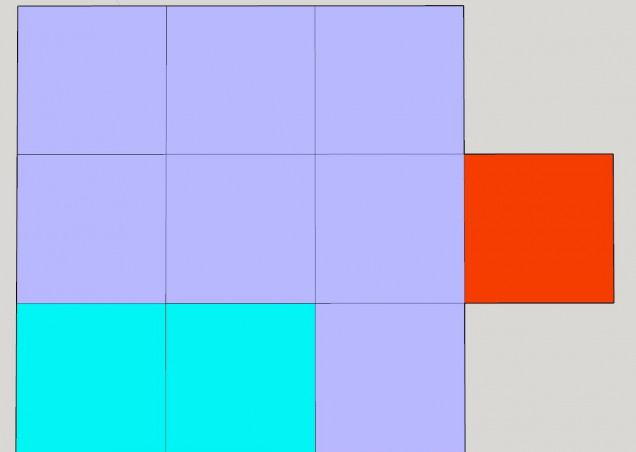 The Battery. Red is the Command Gun, Purple are the Lascannons and Blue are the Autocannons.