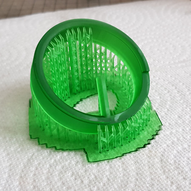 An example of the 3D printing that was done. This was made in once piece to aid assembly.