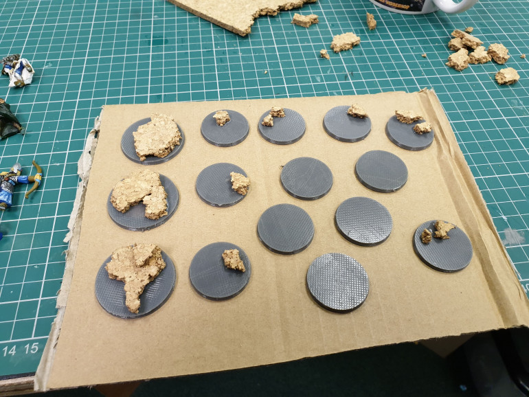 I added a bit of cork throughout the set of bases I undertook in this first phase.