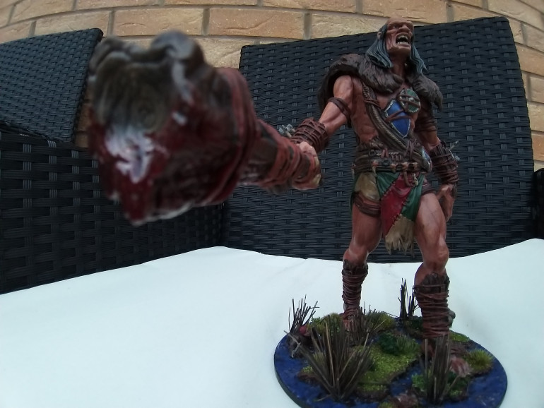 I also added 'Blood for the Blood God' to the end to make it look like he's recently been on a rampage