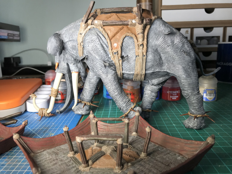 I've done some more work on the rope and wood here, mainly applied a wash and some highlights