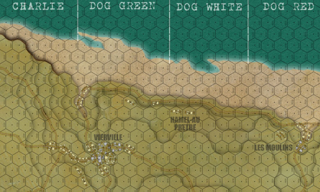A detail of the Dog Green and the Vierville draw, one the bloodiest sectors of Omaha, by far the bloodiest part of D-Day.  This was the setting for Saving Private Ryan, but only a small slice of what we'll be recreating with this game.