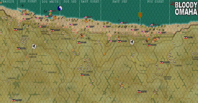 The overall situation at the end of Turn 3 (H-Hour + 36 minutes).  FLASH:  OUTCOME OF INVASION STILL IN DOUBT!