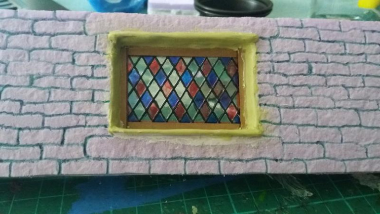 Heres the stained glass leaded window in place