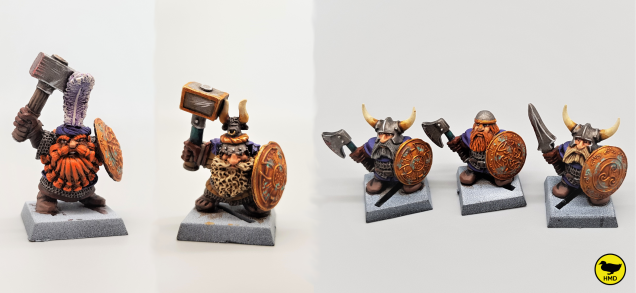 I also included my last two old Marauder white metal Dwarves, taken from my stash in the “Loft of Shame” as well as the last three 1980’s styrene Dwarves, with added Scribor shields to expand the unit previously sent through.