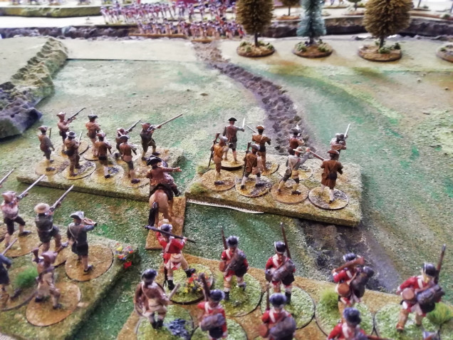 American confusion as the redcoat wearing Connecticut unit turns up at the rear.