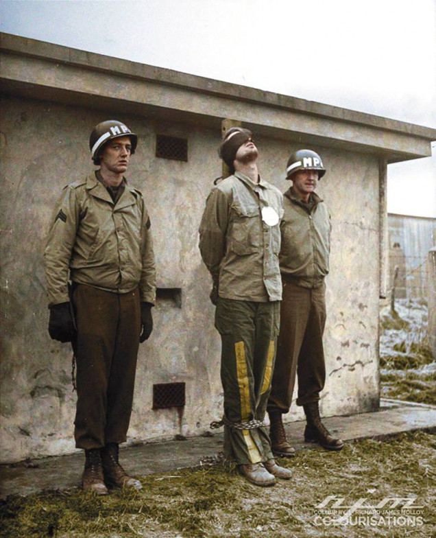 Looks like a standard execution but this is either Unteroffizier Manfred Pernass, Oberfähnrich Günther Billing, and Gefreiter Wilhelm Schmidt a German Brandenburger who was captured in US Uniform