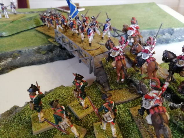 Rebels and Dragoons clash on the bridge