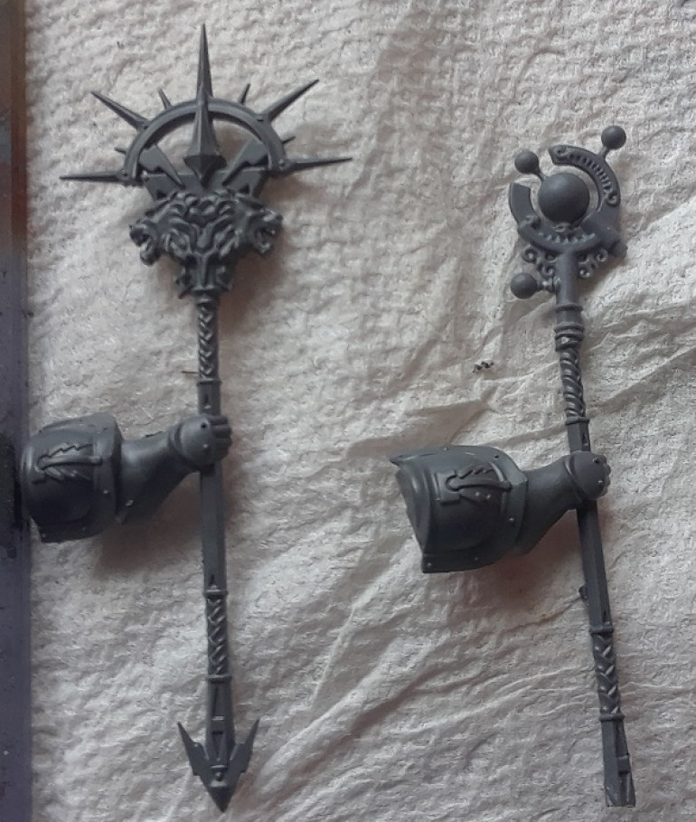 The staff from the model on the left and my conversion on the right