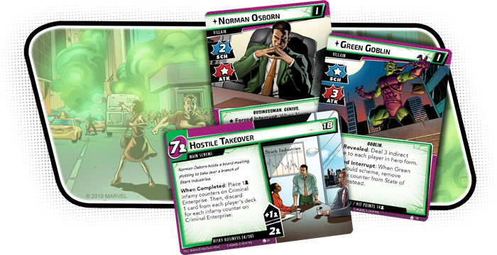 Green Goblin Scenario Pack Spread - FFG