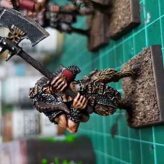 More WIP: Bestigors sporting the Mark of Khorne....