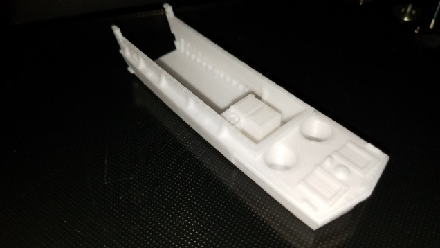 I think it was a success!  I printed it at 0.1mm layer height and 25% fill.  I found the model on 'Thingiverse' and the published creator of the model is listed as 'ChillyT'.  When I downloaded the model it was in 28mm scale.  Pretty simple to change the scale to 15mm.  Next up to print the small fiddly bits!