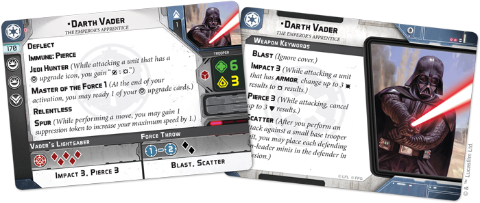 FFG Darth Vader Operative Stat Card