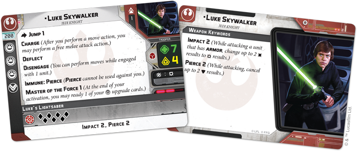 FFG Luke Skywalker Operative Stat Card