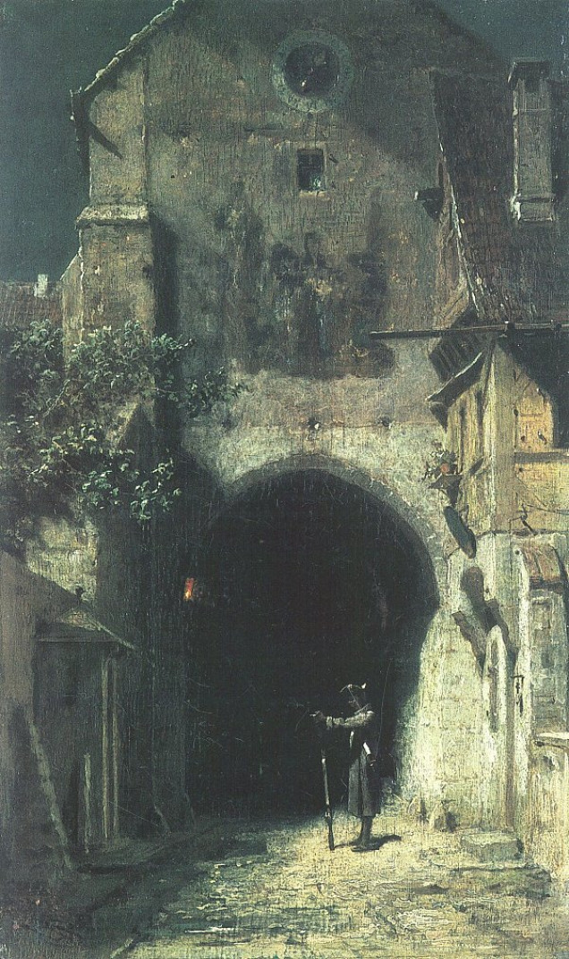 Original: 'Gähnende Schildwache' by Carl Spitzweg