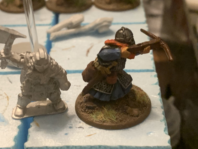 The figure on the left is one of the brand new female Dwarves from Bad Squiddo’s recent Kickstarter. I’ll use them for a Shieldmaiden unit. 