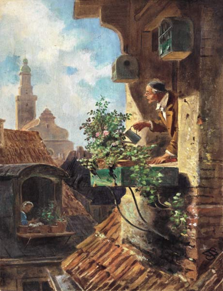 This is the original from Carl Spitzweg 'Im Dachstübchen' from 1849 for the first dio