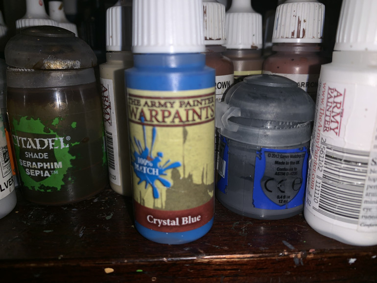 Army Painter Crystal Blue for the wizard’s orb. I’ll use this color later on some of the magical creatures. 