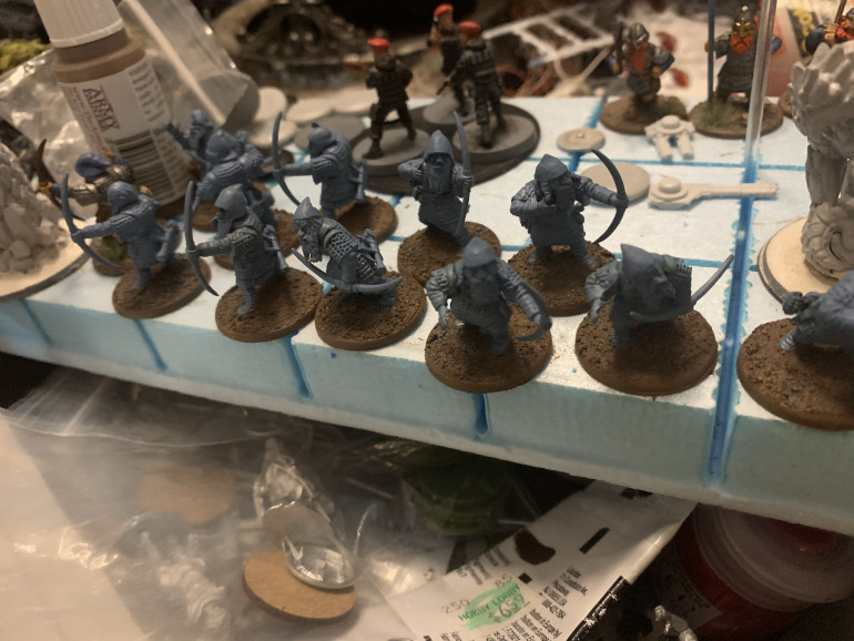 Not a lot of progress, but some. Primed and bases painted. 