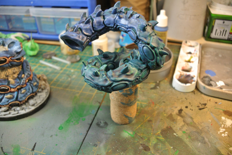 Painting the blue skin/scales