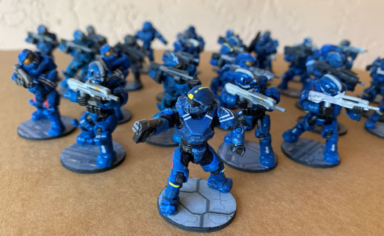 Some were able to be based right out of the box (riflemen in background).  Others had to be repainted completely (pistol trooper in foreground).