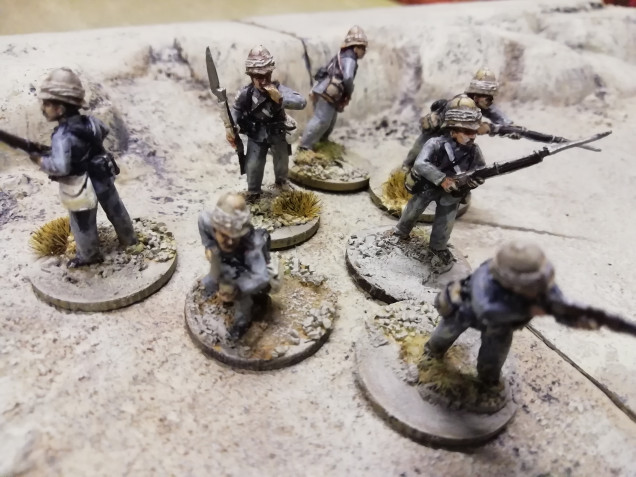 Off the tray for Skirmish formation, as a rifleman should be.