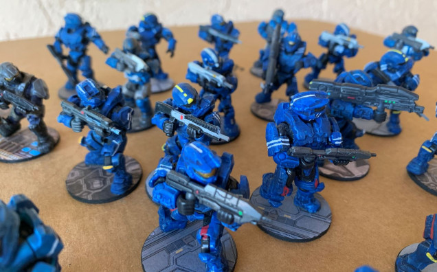 Interferon blue was used on parts of some of the weapons to give them a 