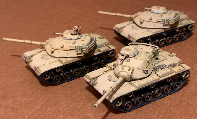 Tanks as they start (no ERA panels - right out of the Team Yankee kit, just a different pain scheme).