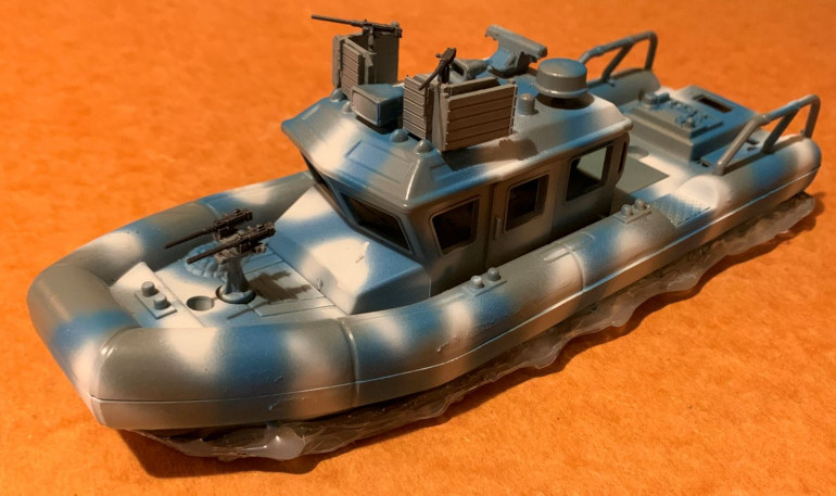 Boat as she stands now with her new weapons.  I also have 20mm guns coming ... I hope to mount a big twin mount on the stern soon,