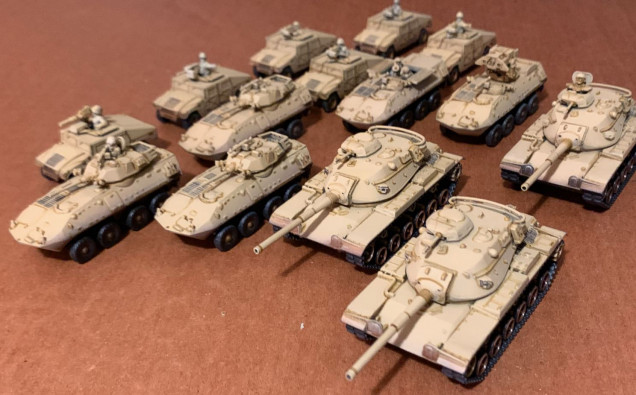 Again, the ERA panels that were carried on the M-60A1s will have to be fabricated.  I also bought the LAV-25s from another kit.  Otherwise these are Ryan's Leathernecks from Battlefront's Team Yankee.