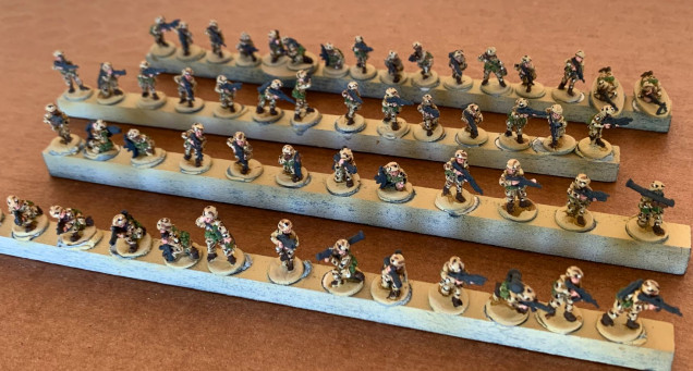55 figures in all - Battlefront US Infantry Platoon Team Yankee set.  Metal 15mm.