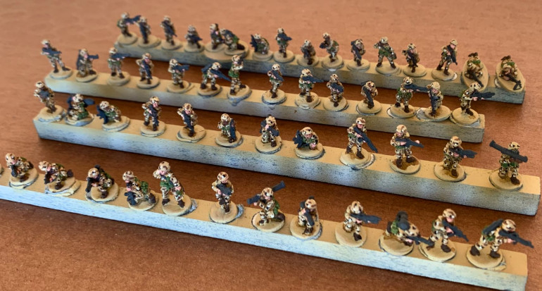 55 figures in all - Battlefront US Infantry Platoon Team Yankee set.  Metal 15mm.