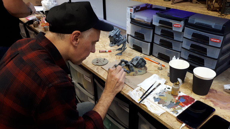 Airbrush Master Dan Continues Work On His Downed AT-ST