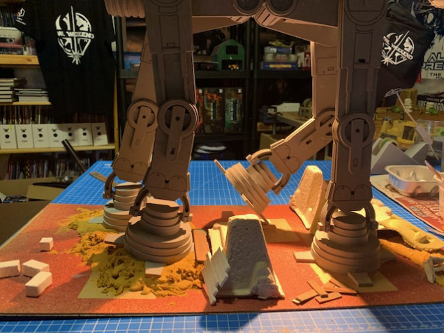 The AT-AT leaves a trail of devastation.