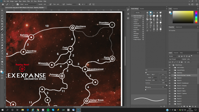 Making some modifications to the sector map, adding a planet to the furthermost part of the map just need to add the hyperspace travel times to the lanes. The dotted line denotes that the lane is very dangerous and doesn't have a beacon at each end to assist with navigation between the locations.