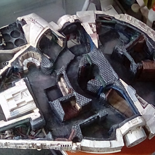 Starting painting the internal rooms, and changing the top hull colour balance