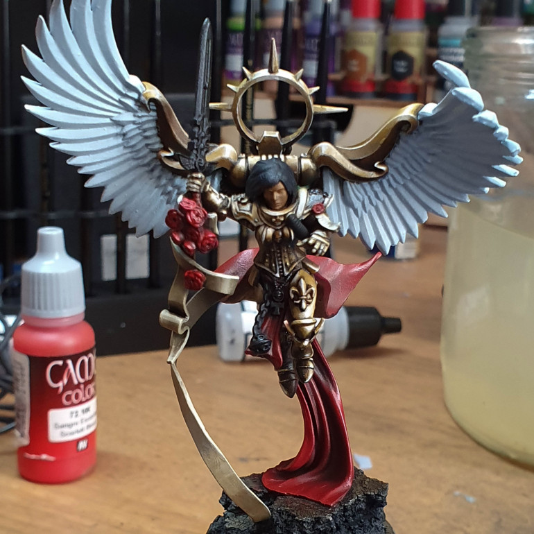 this was painted with an English uniform base with adding ice yellow then white to that mix for final highlights. 