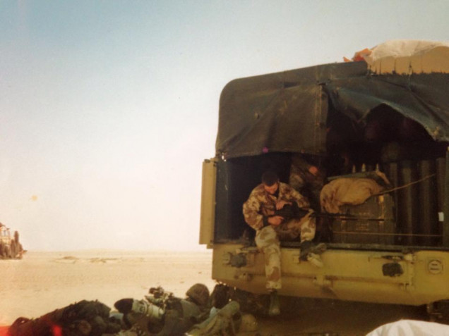 My checking out a captured Iraqi machine gun