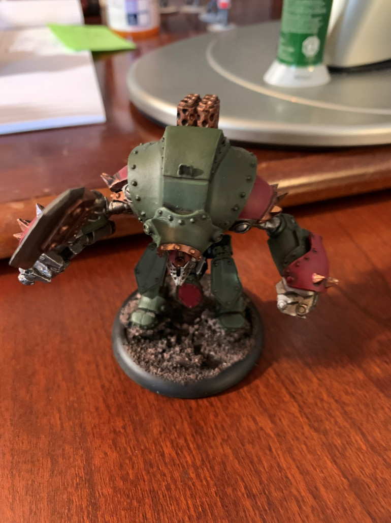 This is my second Juggernaut and fourth warjack. Just need to add some snow effects to the base after sealcoating him.