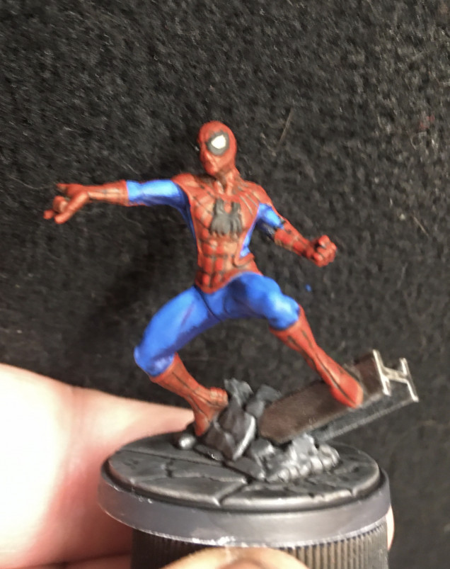 Turns out it's a pain to highlight Spidey's red bits up what with all that webbing pattern. Still a ways to go to make hime pop. 