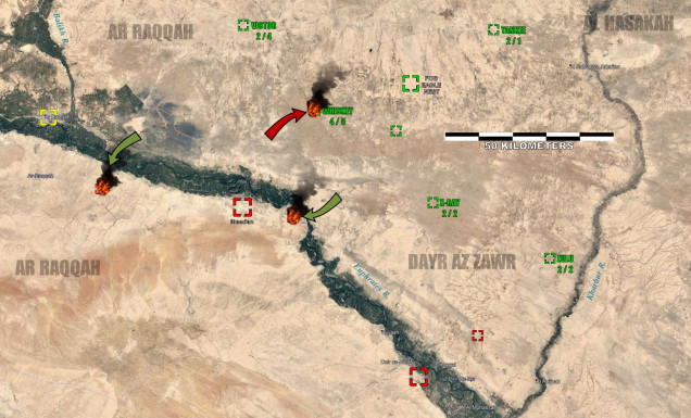 The actual operations area.  Three PMC teams are sent in on this mission (our RPG group is one of them) - with three basic missions.  Attack the red areas, defend the green areas, and the third NPC team supports the first two as needed.  Yes, how that 