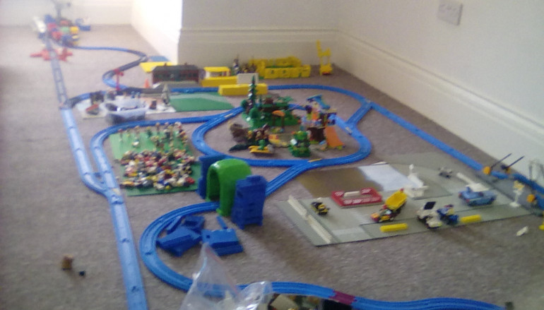 Picture 1 showing my daughter's tomy and Lego layout which served as my inspiration